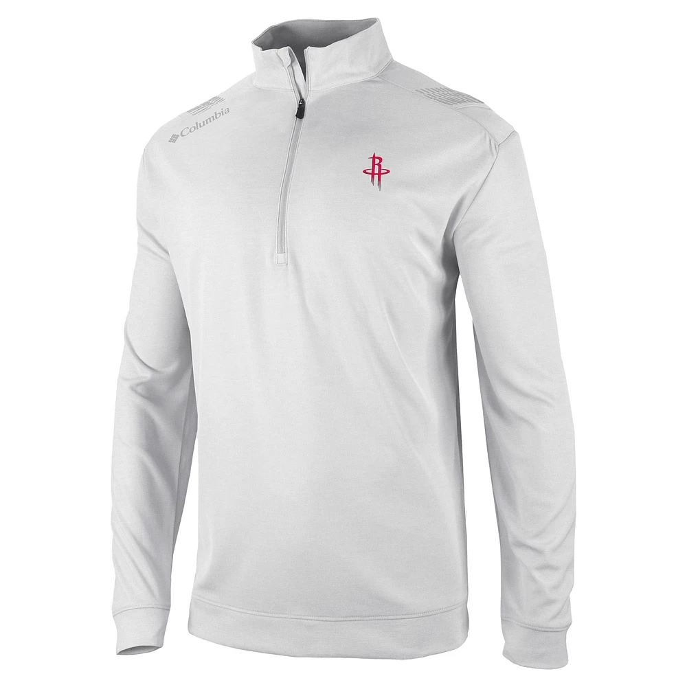 Men's Columbia White Houston Rockets Oakland Downs Quarter-Zip Pullover