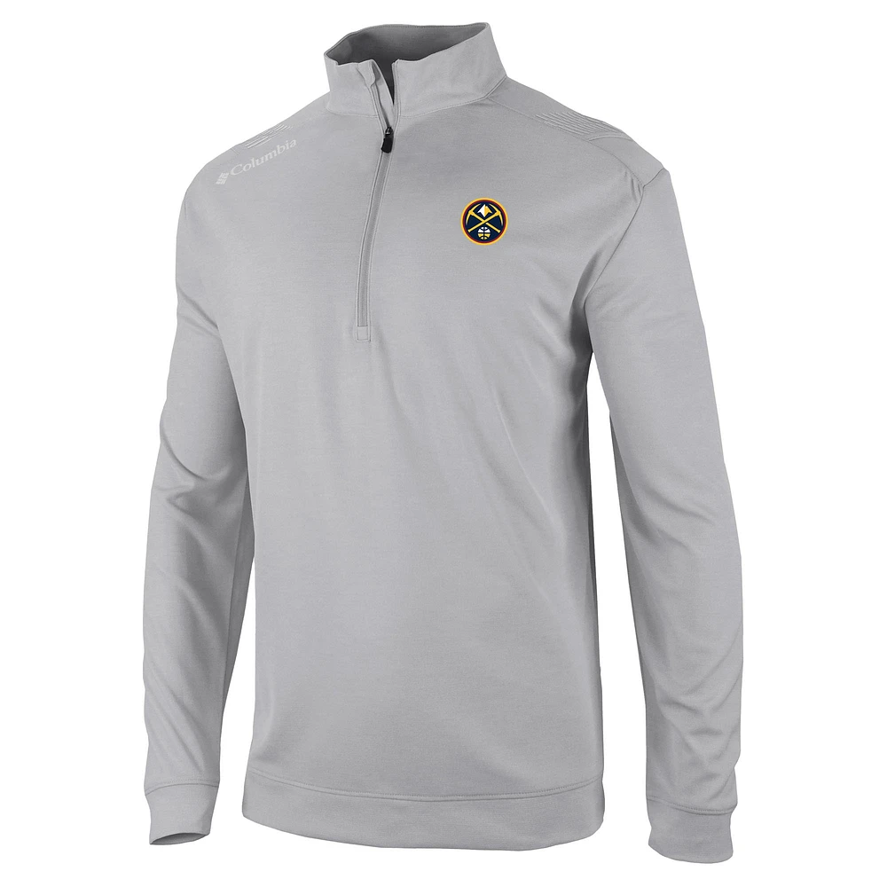 Men's Columbia Gray Denver Nuggets Oakland Downs Quarter-Zip Pullover