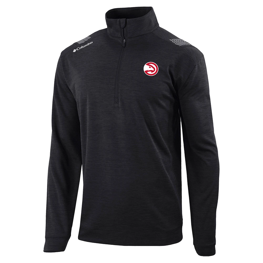 Men's Columbia Black Atlanta Hawks Oakland Downs Quarter-Zip Pullover