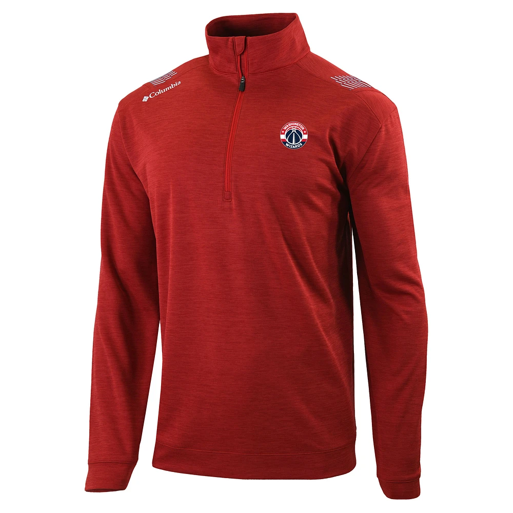 Men's Columbia Red Washington Wizards Oakland Downs Quarter-Zip Pullover