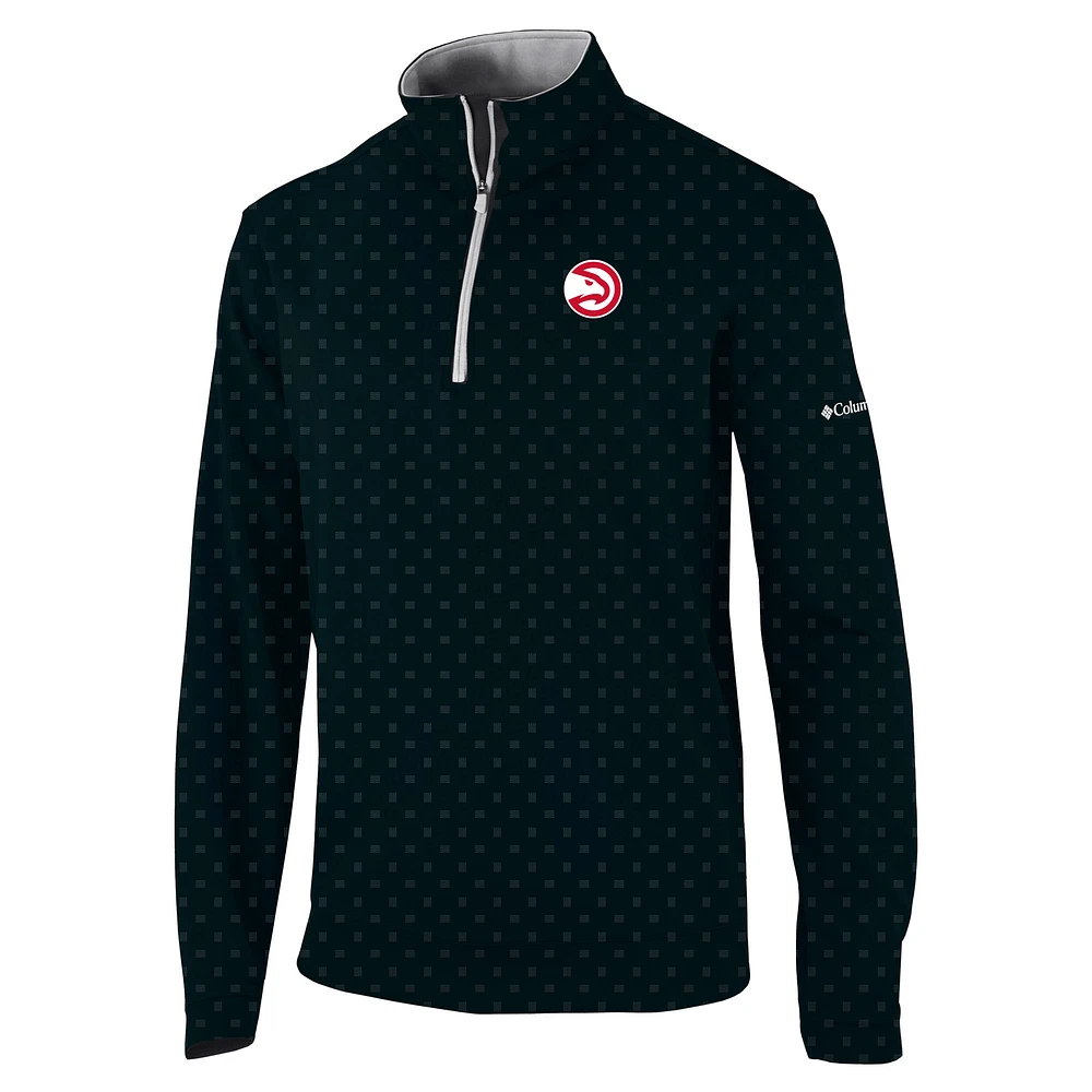 Men's Columbia Black Atlanta Hawks Omni-Wick Wickhams Hills Quarter-Zip Pullover Top