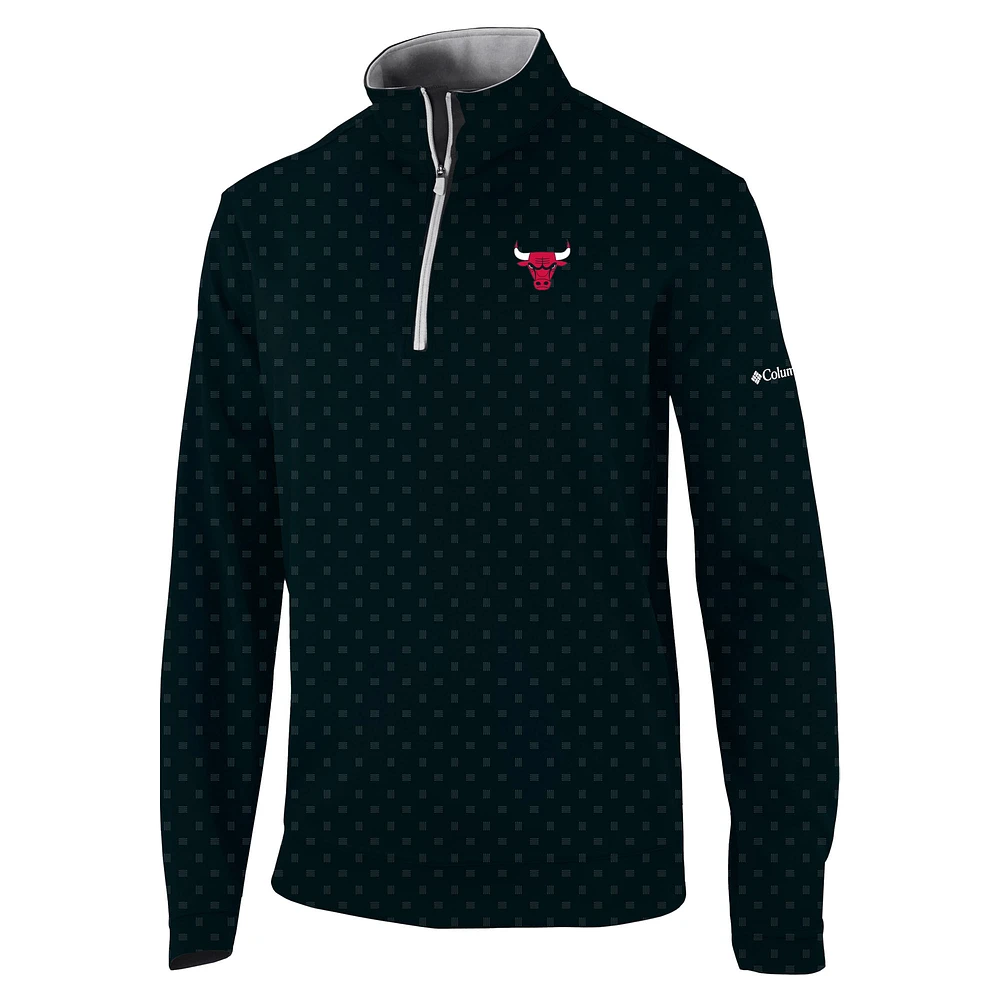 Men's Columbia Black Chicago Bulls Omni-Wick Wickhams Hills Quarter-Zip Pullover Top