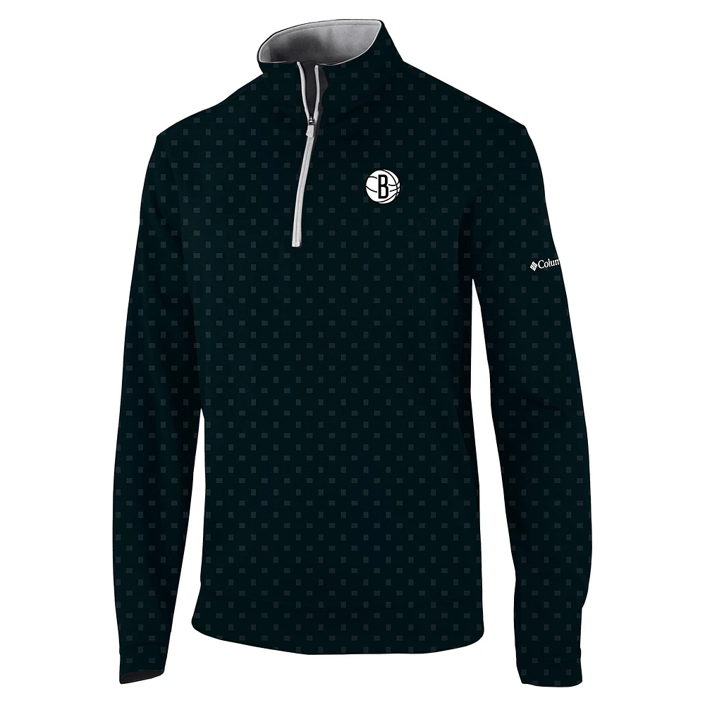 Men's Columbia Black Brooklyn Nets Omni-Wick Wickhams Hills Quarter-Zip Pullover Top