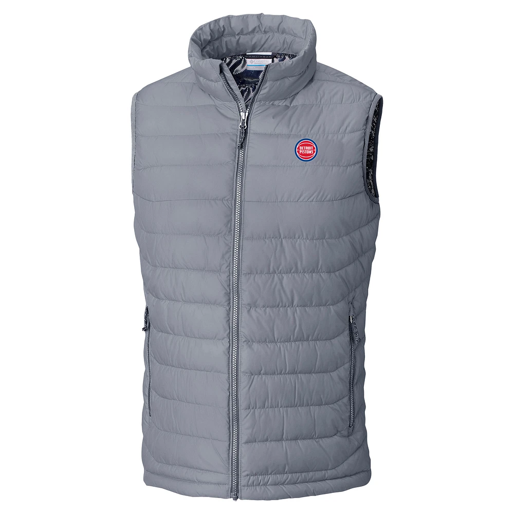 Men's Columbia Gray Detroit Pistons Powder Lite Omni-Heat Reflective Full-Zip Vest