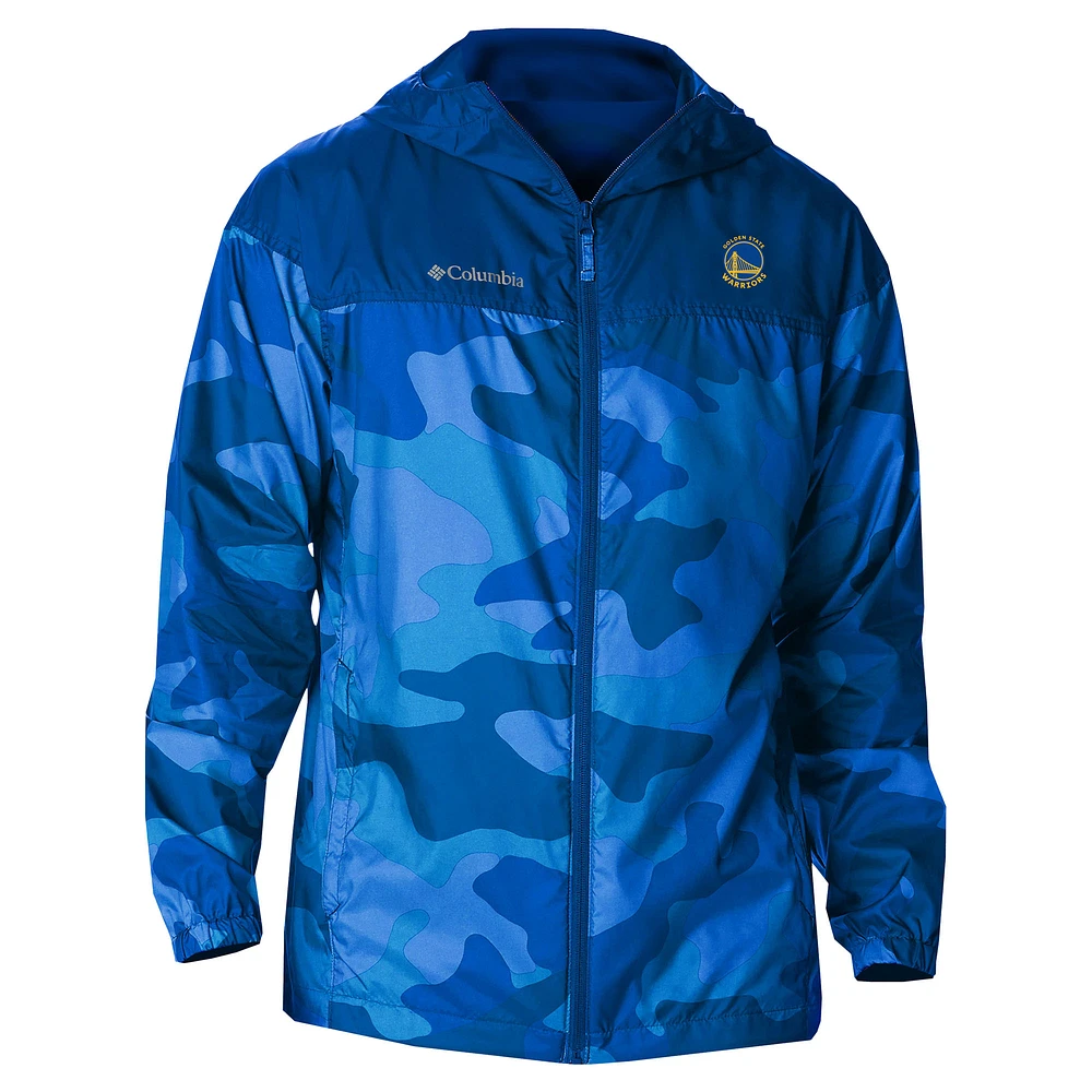 Men's Columbia Royal Golden State Warriors Camo Flash Challenger Windbreaker Full-Zip Jacket