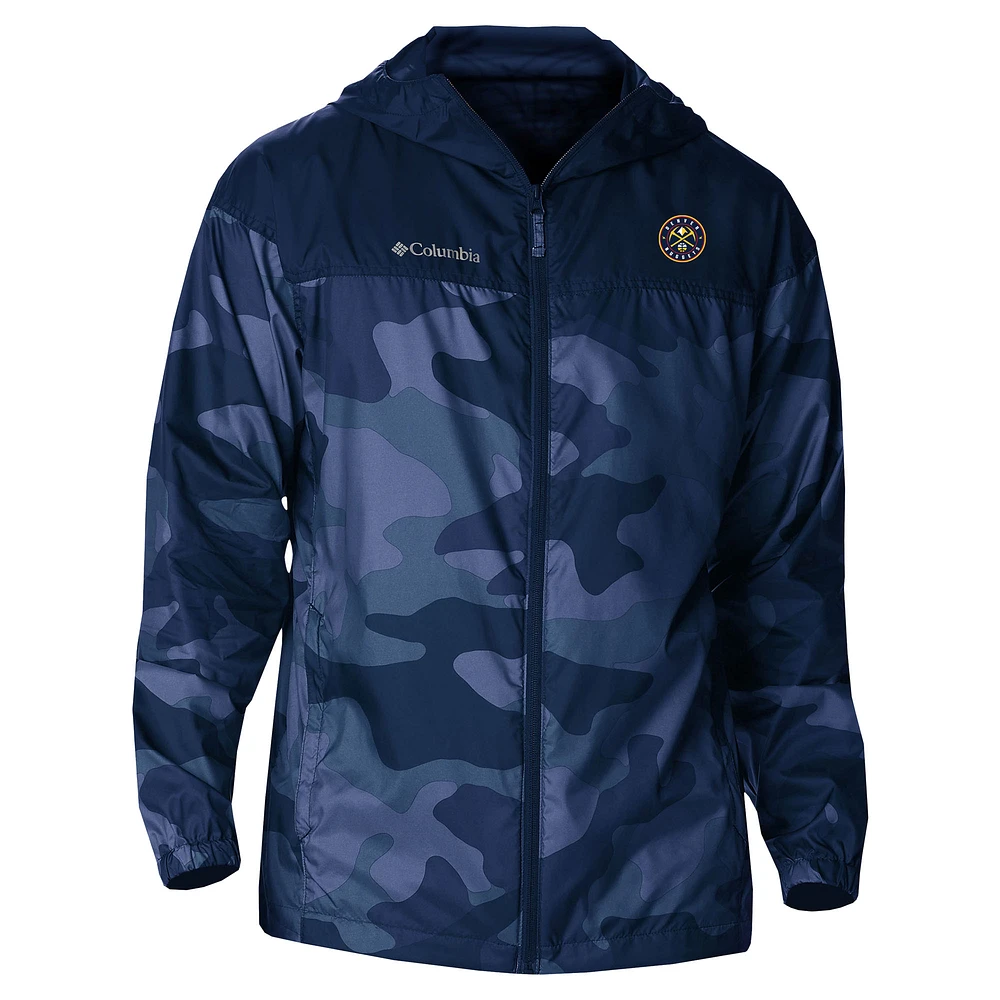 Men's Columbia Navy Denver Nuggets Camo Flash Challenger Windbreaker Full-Zip Jacket