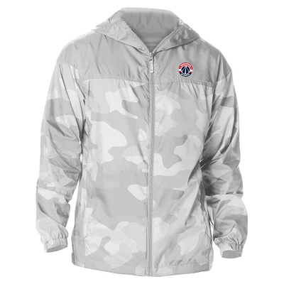 Men's Columbia Gray Washington Wizards Camo Flash Challenger Windbreaker Full-Zip Jacket