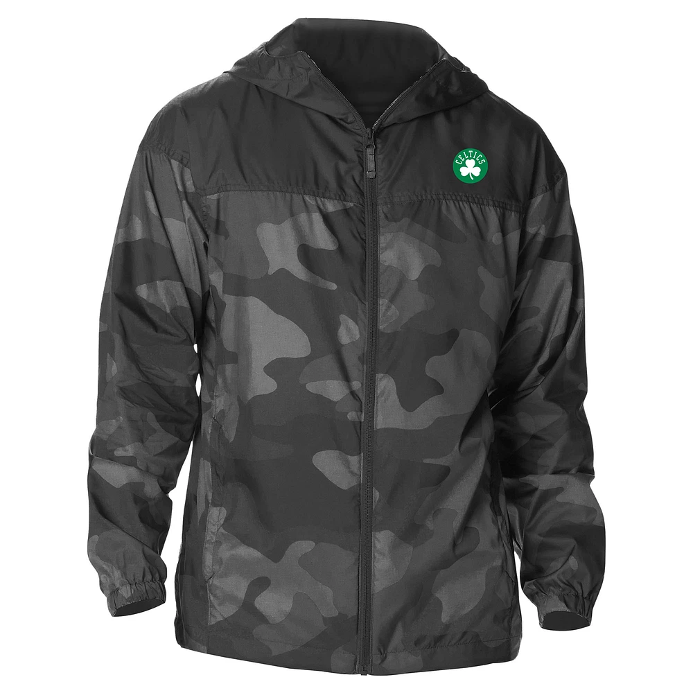 Men's Columbia Black Boston Celtics Camo Flash Challenger Windbreaker Full-Zip Jacket