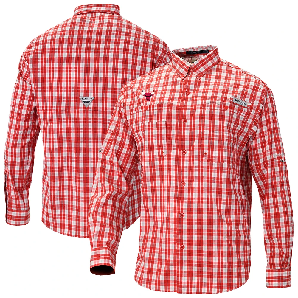 Men's Columbia Red Chicago Bulls Super Tamiami Long Sleeve Button-Up