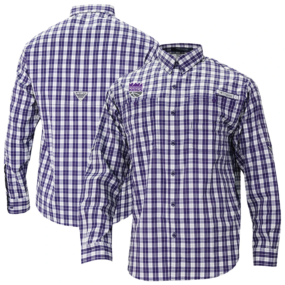 Men's Columbia Purple Sacramento Kings Super Tamiami Long Sleeve Button-Up