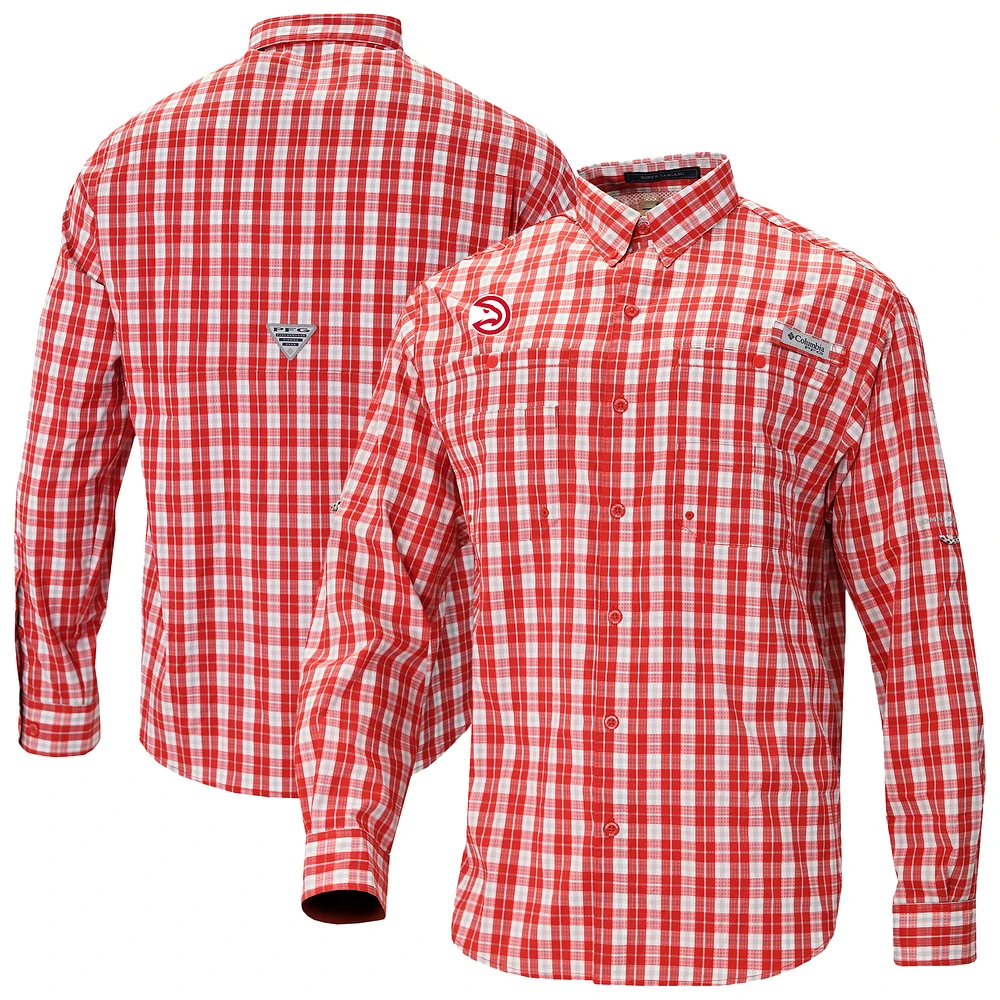 Men's Columbia Red Atlanta Hawks Super Tamiami Long Sleeve Button-Up