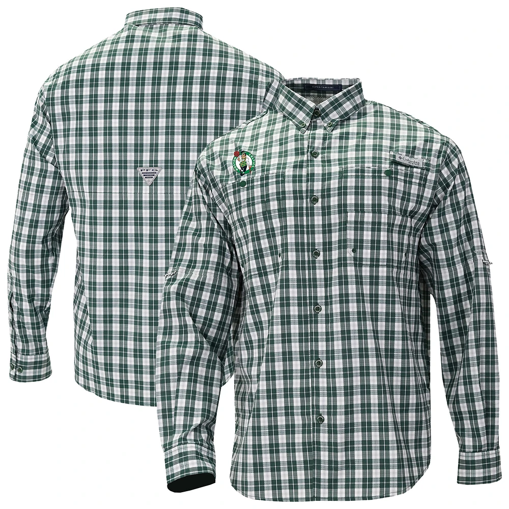 Men's Columbia Kelly Green Boston Celtics Super Tamiami Long Sleeve Button-Up