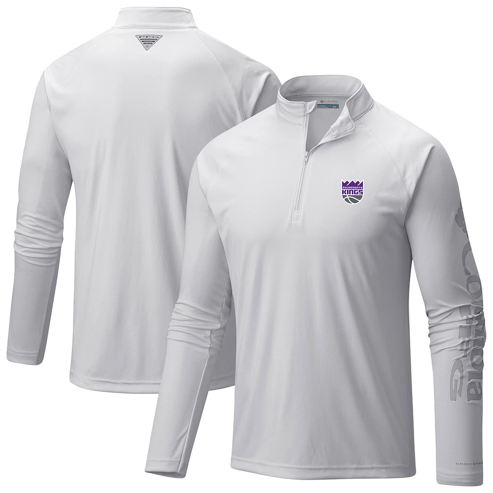 Men's Columbia Sacramento Kings Terminal Tackle Raglan Omni-Shade Quarter-Zip Jacket