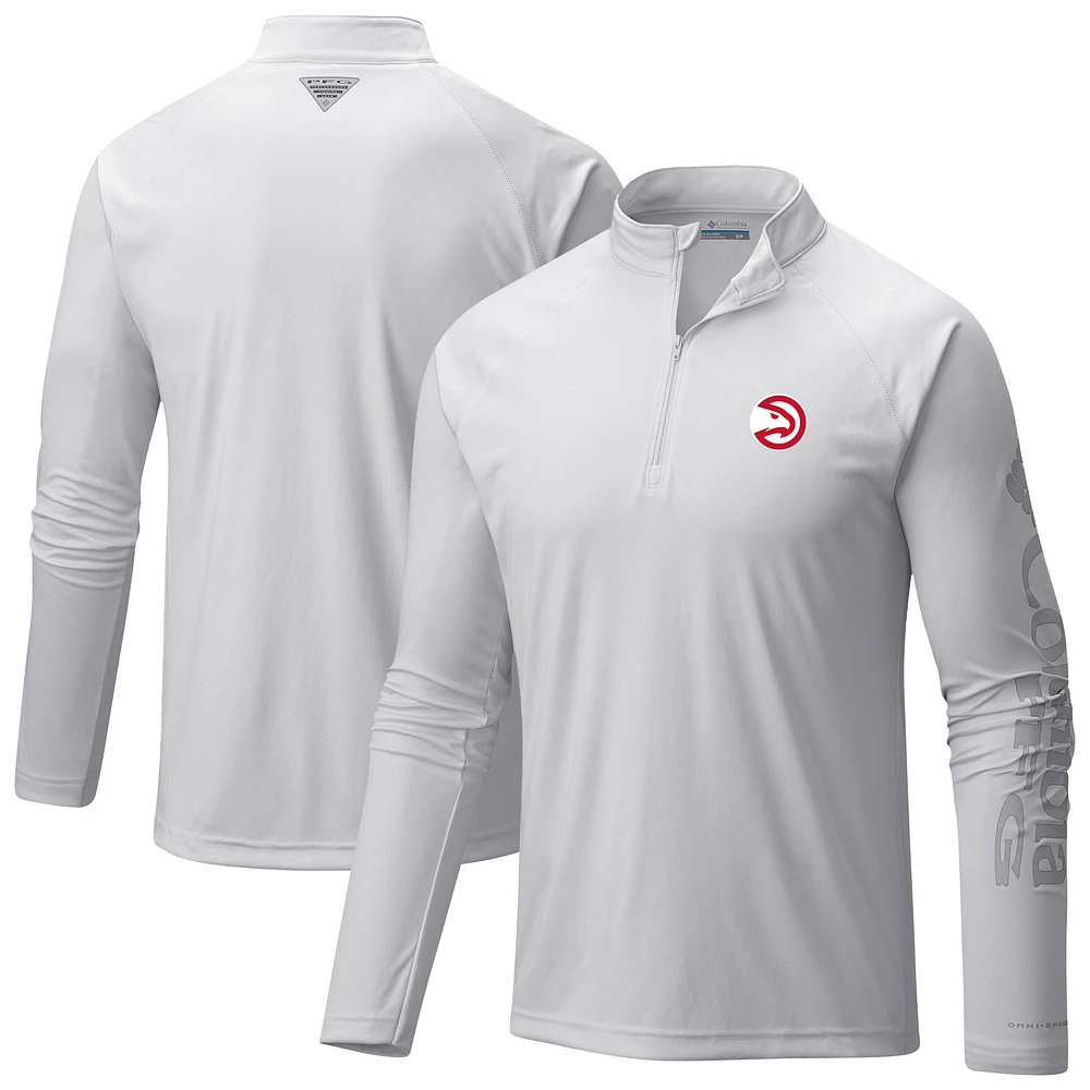 Men's Columbia Atlanta Hawks Terminal Tackle Raglan Omni-Shade Quarter-Zip Jacket