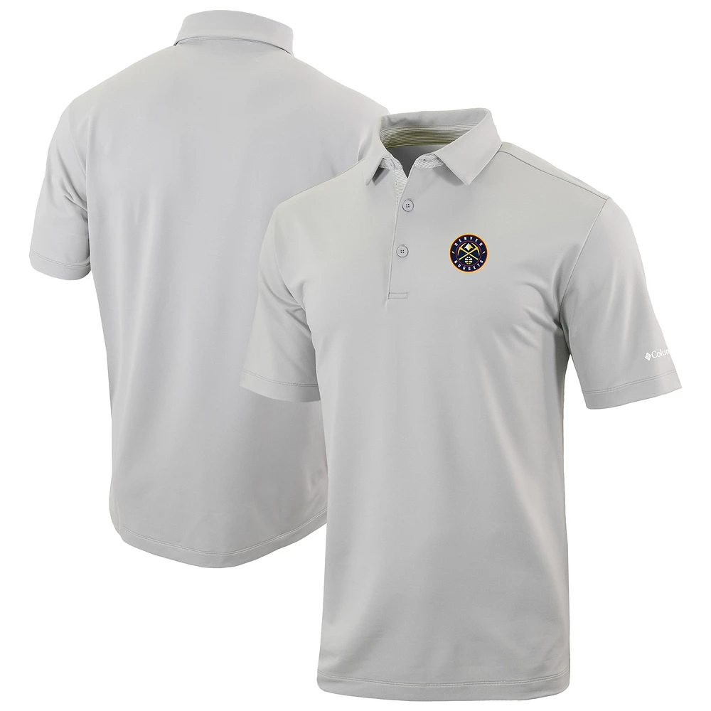 Men's Columbia Gray Denver Nuggets Omni-Wick Even Lie Polo