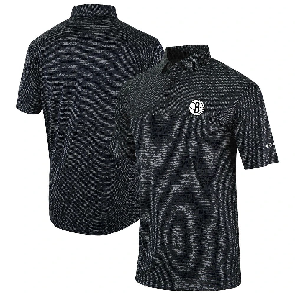 Men's Columbia Black Brooklyn Nets Omni-Wick Heading Out Polo
