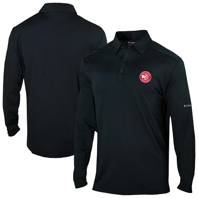 Men's Columbia Black Atlanta Hawks Omni-Wick Pin High Long Sleeve Polo