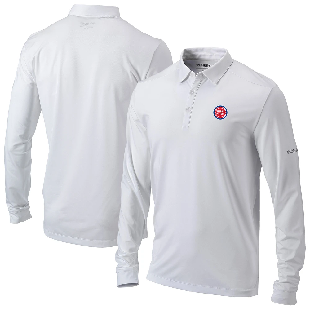 Men's Columbia Detroit Pistons Omni-Wick Pin High Long Sleeve Polo