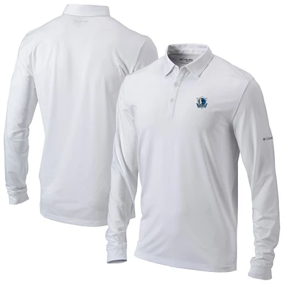 Men's Columbia White Dallas Mavericks Omni-Wick Pin High Long Sleeve Polo