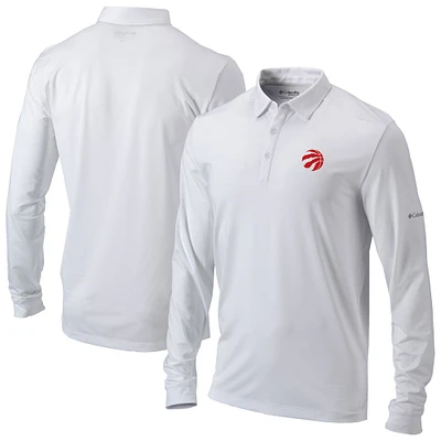 Men's Columbia White Toronto Raptors Omni-Wick Pin High Long Sleeve Polo