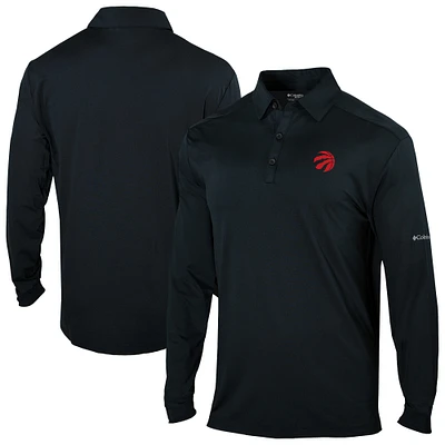 Men's Columbia Black Toronto Raptors Omni-Wick Pin High Long Sleeve Polo