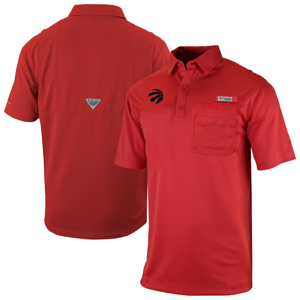 Men's Columbia Red Toronto Raptors Omni-Wick Flycaster Pocket Polo