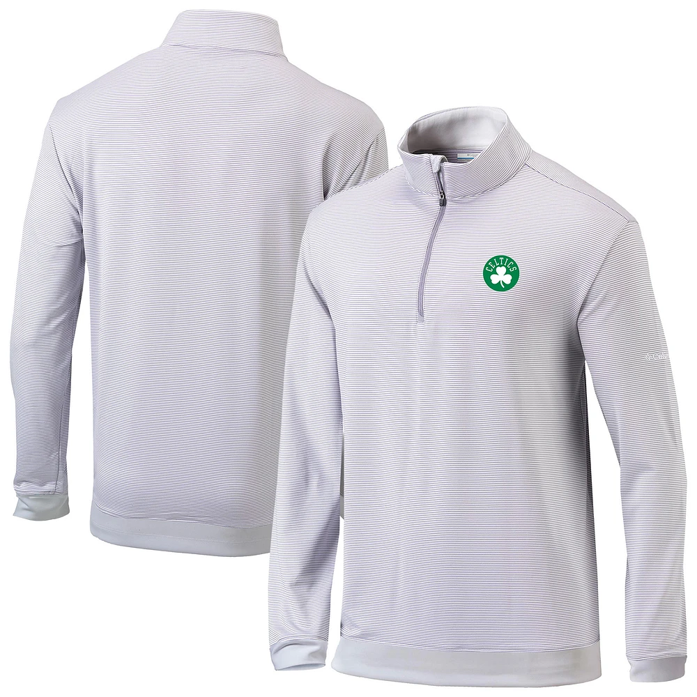 Men's Columbia Gray/White Boston Celtics Omni-Wick Even Lie Quarter-Zip Pullover