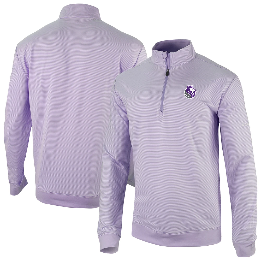 Men's Columbia Lavender Sacramento Kings Omni-Wick Even Lie Quarter-Zip Pullover
