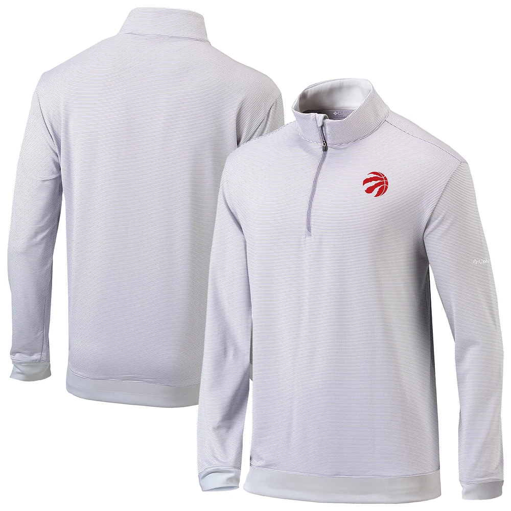 Men's Columbia Gray/White Toronto Raptors Omni-Wick Even Lie Quarter-Zip Pullover