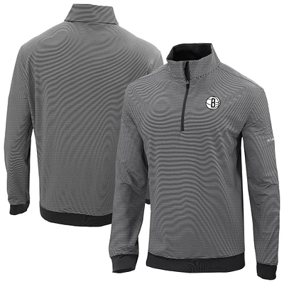 Men's Columbia Black Brooklyn Nets Omni-Wick Even Lie Quarter-Zip Pullover