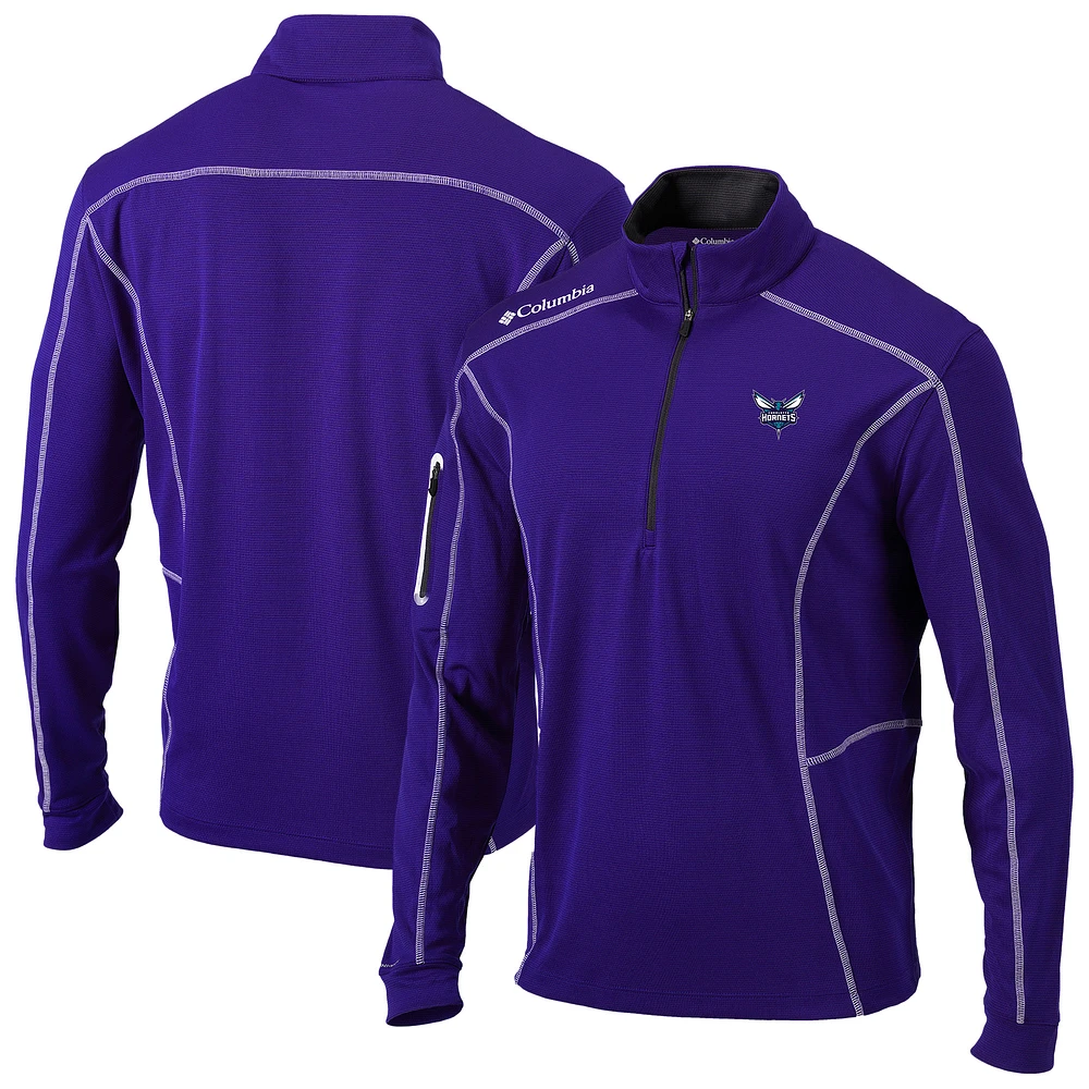 Men's Columbia Purple Charlotte Hornets Omni-Wick Shotgun Quarter-Zip Pullover