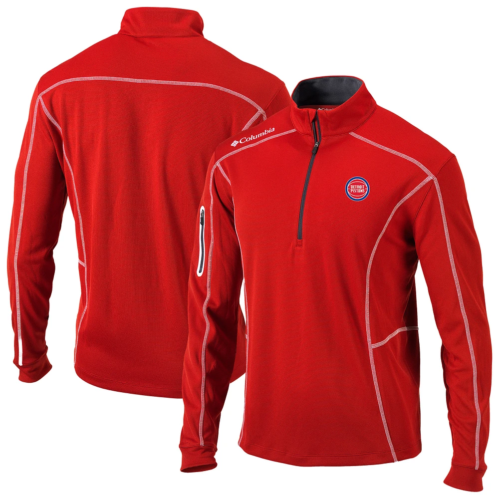 Men's Columbia Red Detroit Pistons Omni-Wick Shotgun Quarter-Zip Pullover