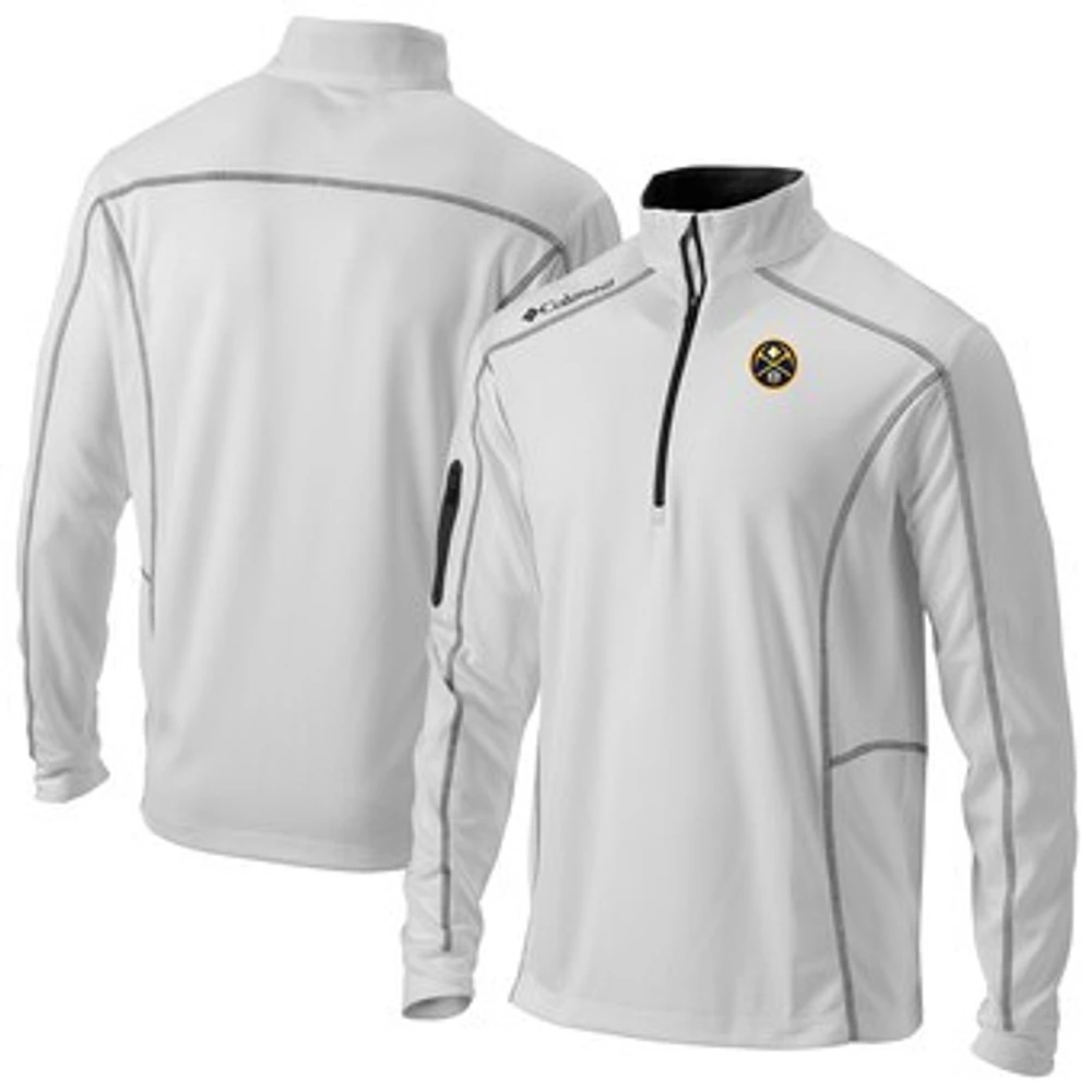 Men's Columbia White Denver Nuggets Omni-Wick Shotgun Quarter-Zip Pullover
