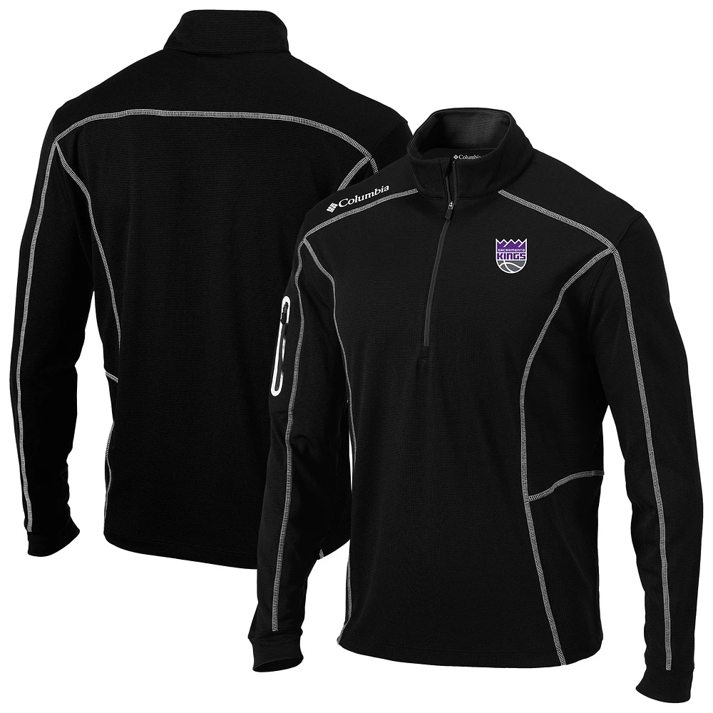 Men's Columbia Black Sacramento Kings Omni-Wick Shotgun Quarter-Zip Pullover