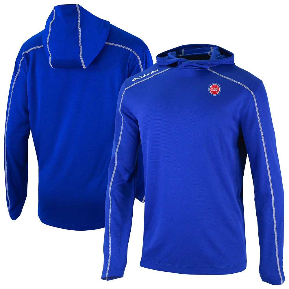 Men's Columbia Blue Detroit Pistons Omni-Wick Shotgun Pullover Hoodie