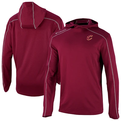 Men's Columbia Wine Cleveland Cavaliers Omni-Wick Shotgun Pullover Hoodie