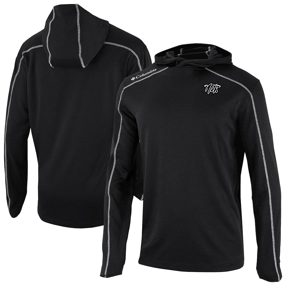 Men's Columbia Black Brooklyn Nets Omni-Wick Shotgun Pullover Hoodie