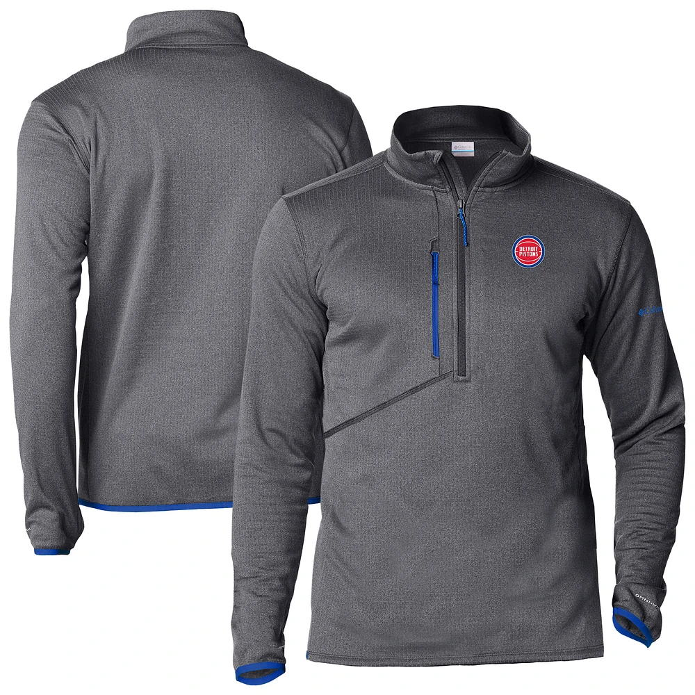 Men's Columbia Gray Detroit Pistons Park View Half-Zip Top