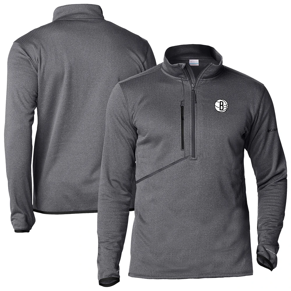 Men's Columbia Gray Brooklyn Nets Park View Half-Zip Top