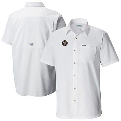 Men's Columbia White Denver Nuggets Slack Tide Camp Button-Up Shirt