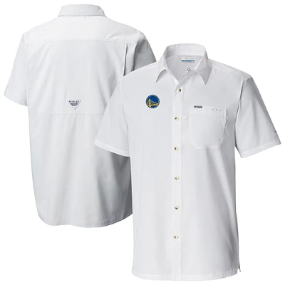 Men's Columbia White Golden State Warriors Slack Tide Camp Button-Up Shirt