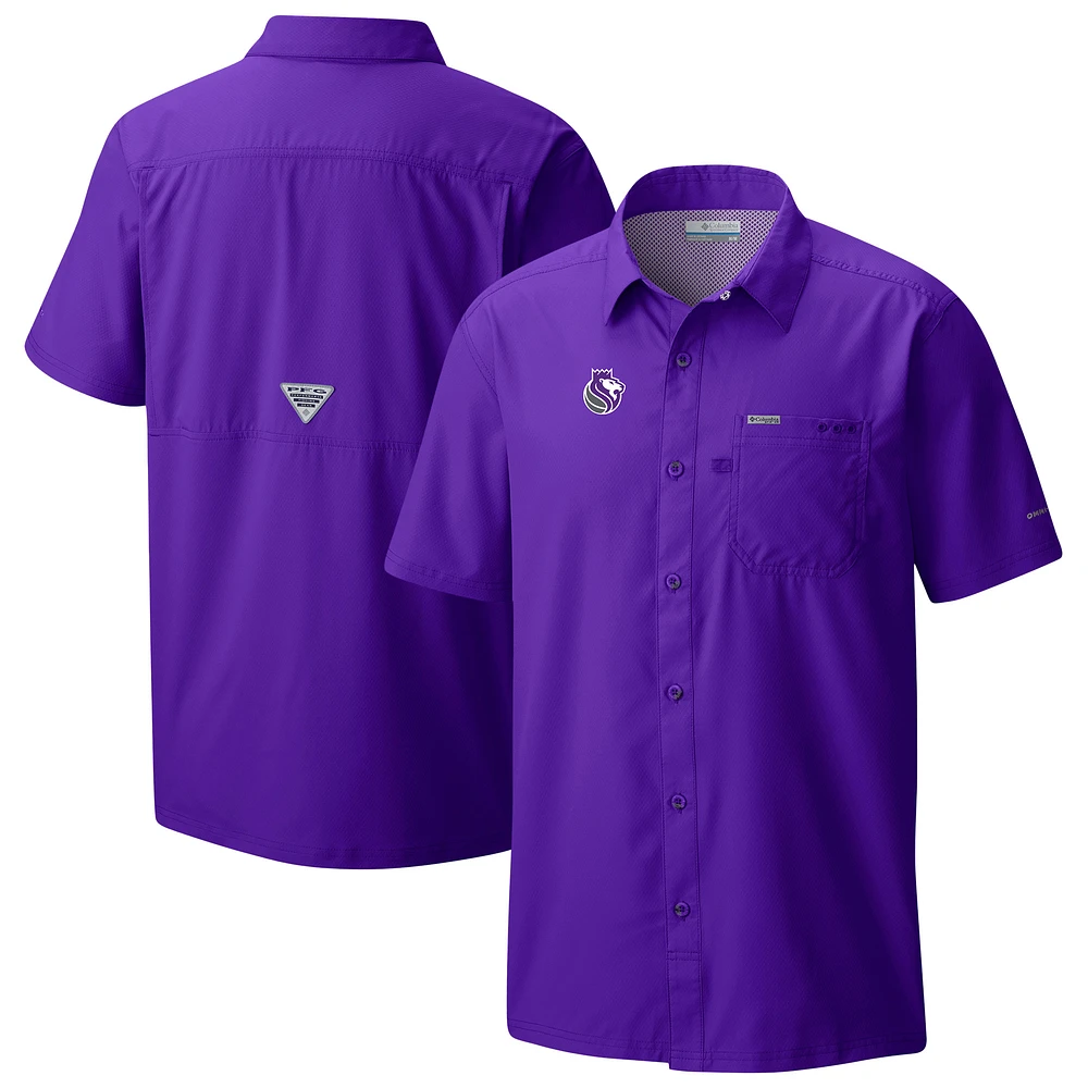 Men's Columbia Purple Sacramento Kings Slack Tide Camp Button-Up Shirt