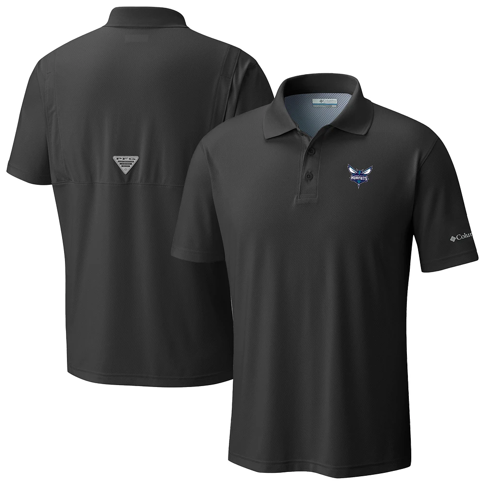 Men's Columbia Black Charlotte Hornets Low Drag Offshore Polo