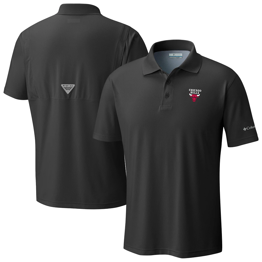 Men's Columbia Black Chicago Bulls Low Drag Offshore Polo