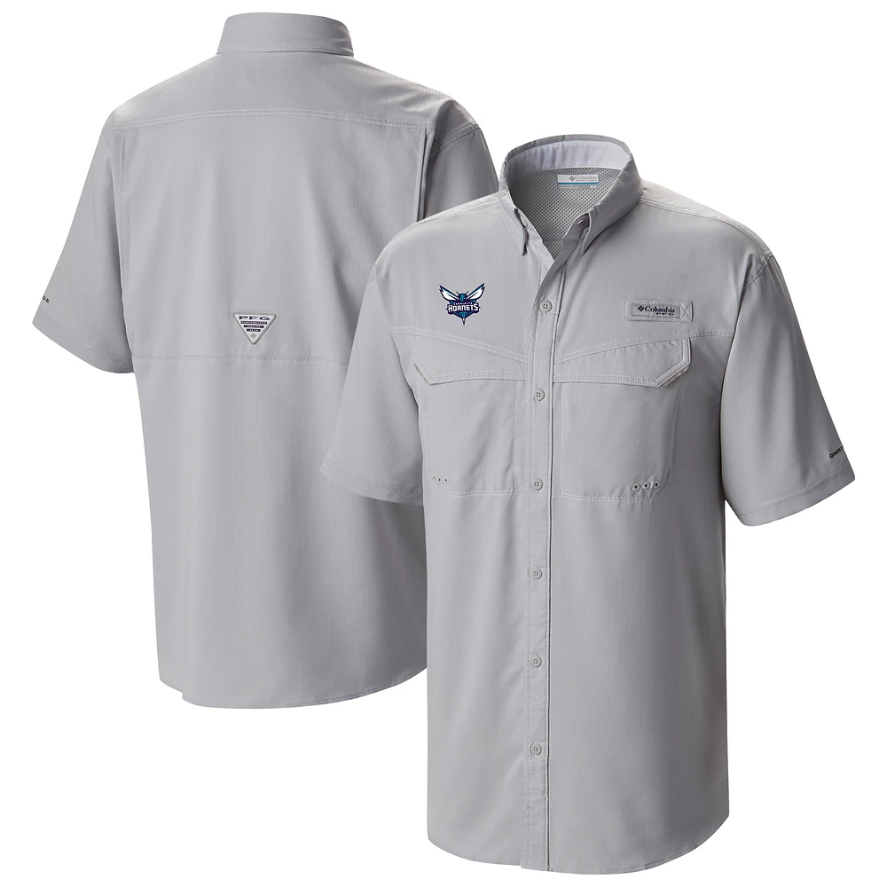 Men's Columbia Gray Charlotte Hornets Omni-Wick Low Drag Offshore Button-Up Shirt