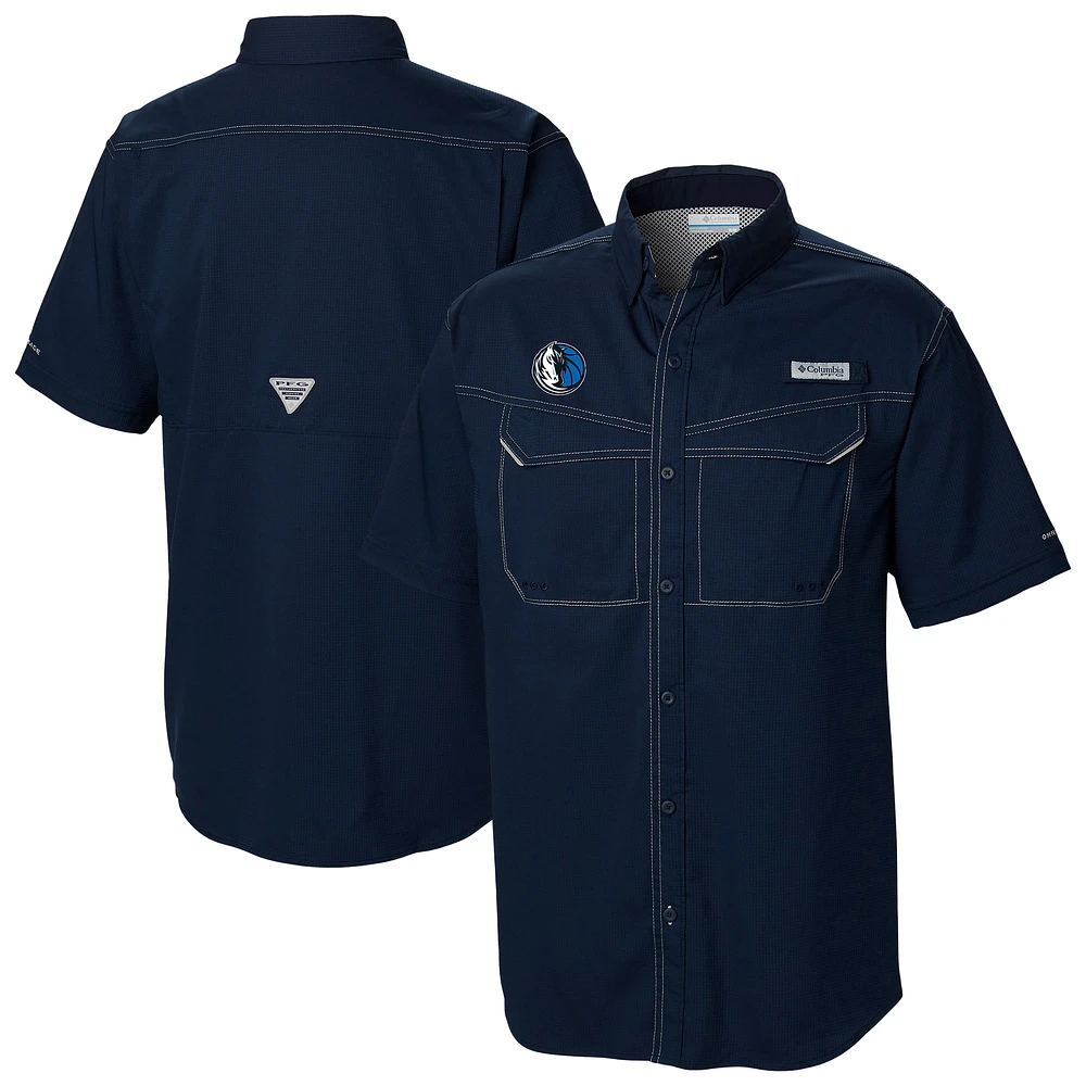 Men's Columbia Navy Dallas Mavericks Omni-Wick Low Drag Offshore Button-Up Shirt
