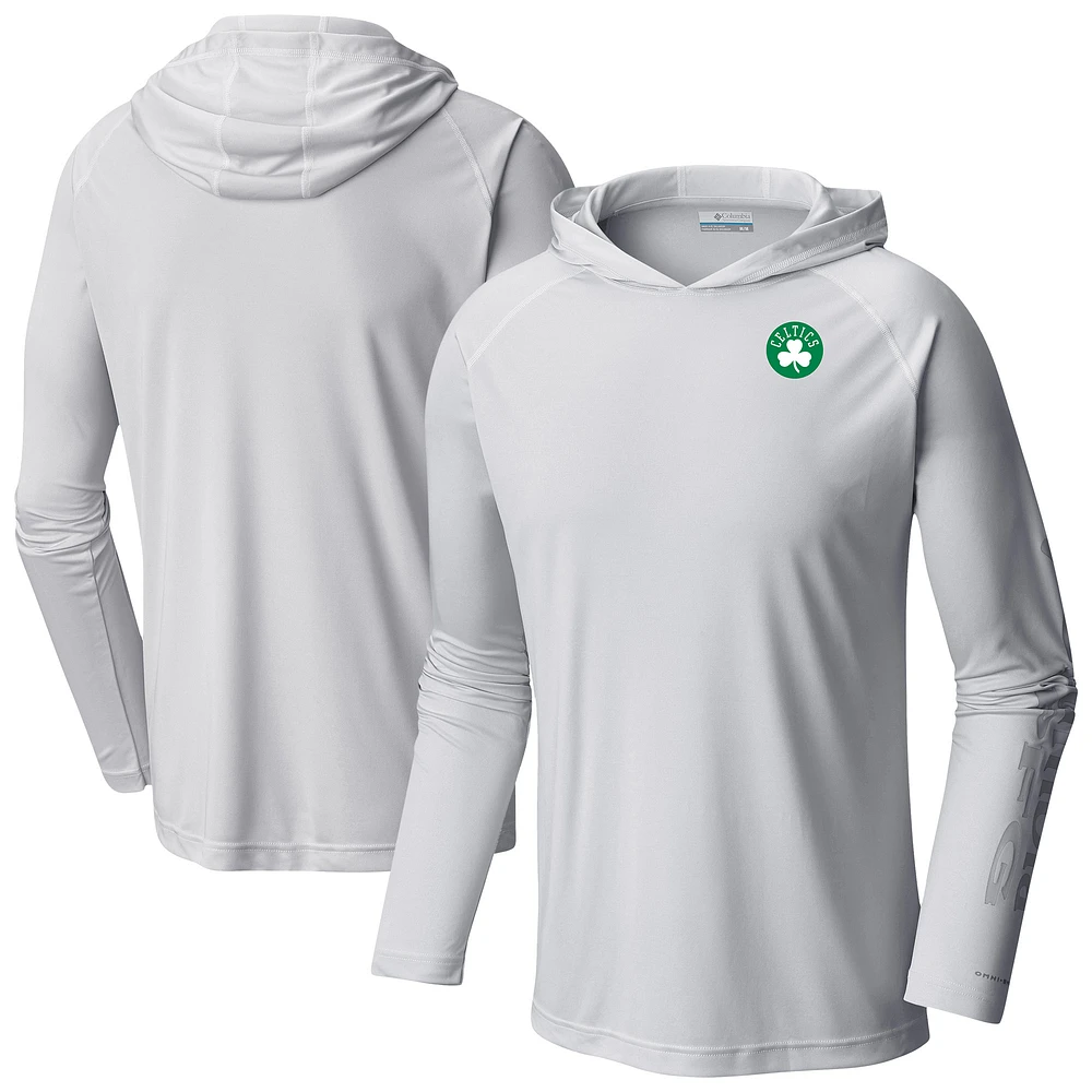 Men's Columbia White Boston Celtics Terminal Tackle Long Sleeve Hoodie T-Shirt