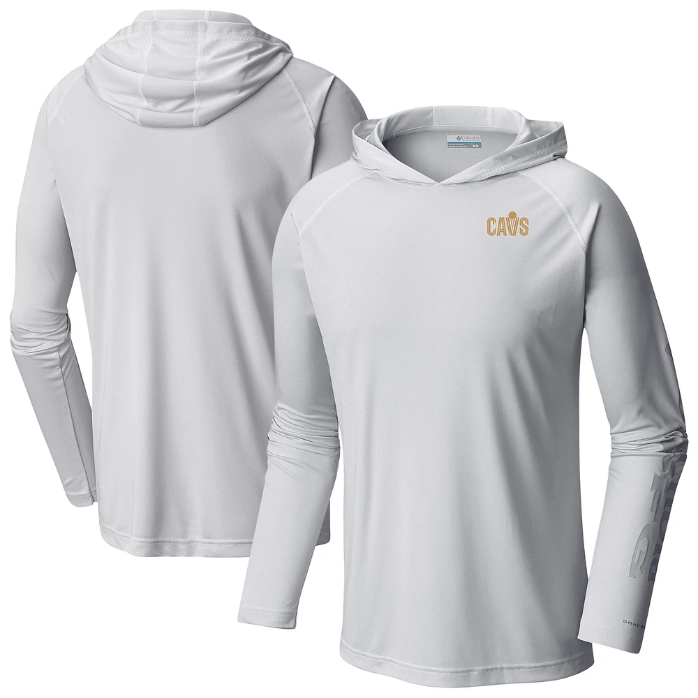 Men's Columbia White Cleveland Cavaliers Terminal Tackle Long Sleeve Hoodie T-Shirt