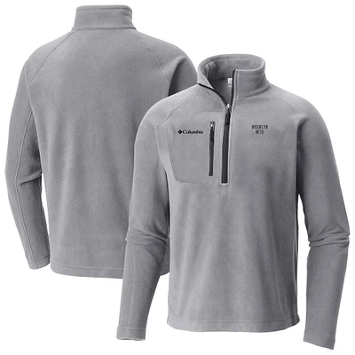 Men's Columbia Gray Brooklyn Nets Fast Trek III Half-Zip Fleece Pullover
