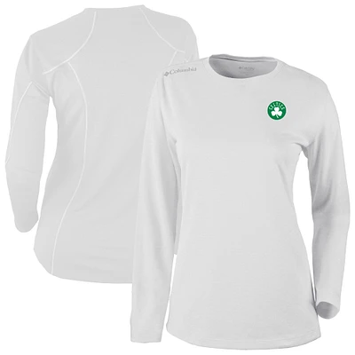 Women's Columbia White Boston Celtics Omni-Wick Shotgun Pullover Top